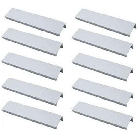 Lot de 10 poignées de meuble invisibles en aluminium brossé – Entraxe 96mm – Résistance à la rouille – Installation facile avec vis fournies (1/5)