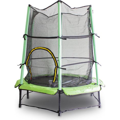 Kindertrampolin Gartentrampolin 140 cm Fitness Trampolin Komplettset für Indoor und Outdoor (Hellgrün)