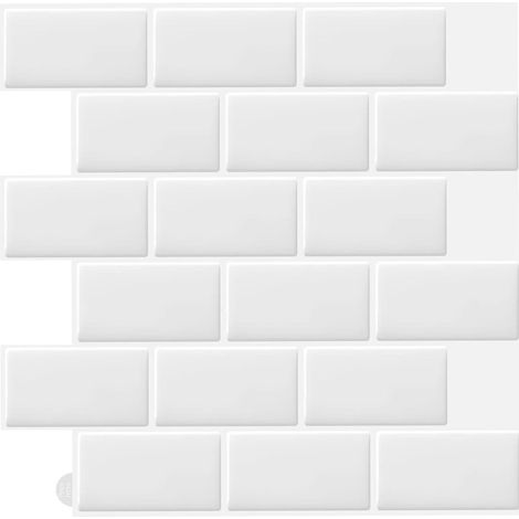 2 Pcs (30.5x 30.5cm) Blanc Sticker Carrelage Adhesif Mural 3d Cuisine Salle De Bain (1/5)