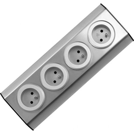 Orno Edelstahl Steckdose 4x 2P+Z Silber für Unterbau
