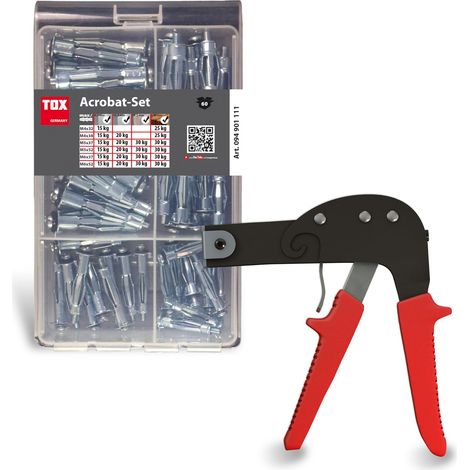 Assortiment chevilles métalliques pour cavités en 6 tailles avec vis, pour plaques de plâtre, adapté à toutes tailles, 094909140 (1/5)