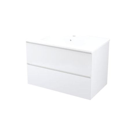 [JAMAIS UTILISE] ONDEE ZEN - Meuble de salle de bain à suspendre MAX - L80cm - Blanc - Mat - Livré monté