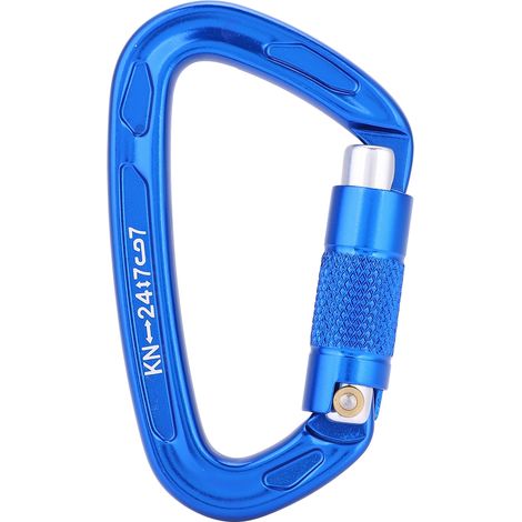 Mousqueton de sauvetage pour escalade en extérieur avec boucle de sécurité en D 25 kN (bleu) (1/5)