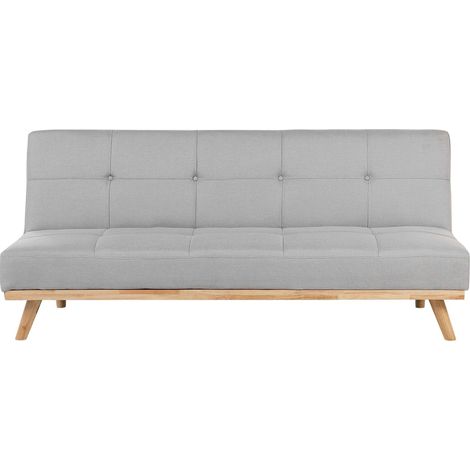 Canapé Lit 3 Places en Tissu Gris Clair avec Espace Couchage Confotable pour Salon Moderne Beliani (1/5)