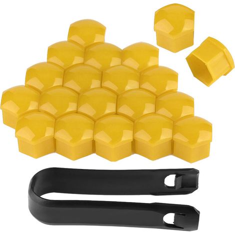 Bouchons d'écrou de roue de voiture 19mm, 20 pièces, couvercle de vis de moyeu automatique, jantes de boulons, Protection extérieure (jaune)