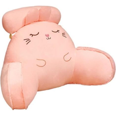 Lumbar Cushion Pink Rabbit - 60x40cm - Memory Foam - Removable Cover - Armrests
