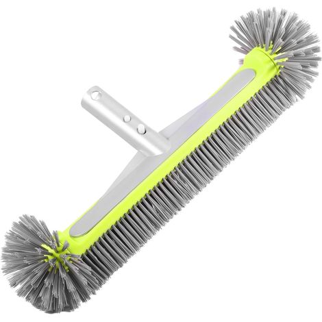 Cepillo profesional resistente para paredes y azulejos de piscina, cabezal redondo de 44 cm con mango de aluminio resistente, cerdas de nailon de primera calidad con clip EZ.