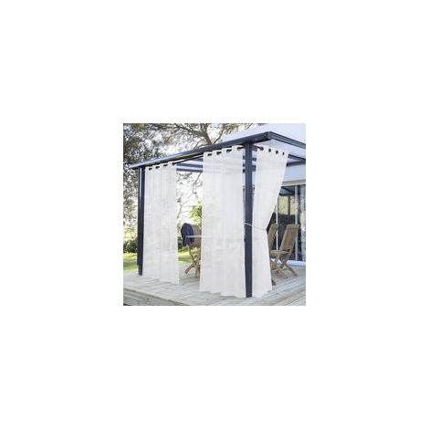 Rideaux en Tulle Blanc 132x213 cm - 2 Pièces avec Œillets, Décoration Romantique et Élégante pour Jardin et Terrasse, Convient pour Intérieur/Extérieur (1/5)