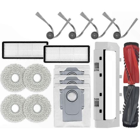 Brosse principale filtre mousse serpillière accessoire anti-poils animaux pour robot aspirateur, balai latéral de rechange compatible, nettoyage efficace, pièces détachées, lot complet (1/4)