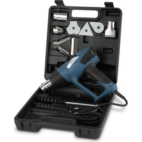 Pistola aire caliente 2000W con pantalla LCD accesorios maleta calor 80-600°C (1/5)