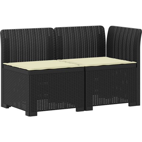 Maison Exclusive - 2-Sitzer Garten-Sofa mit Kissen Rattan-Look PP (1/5)