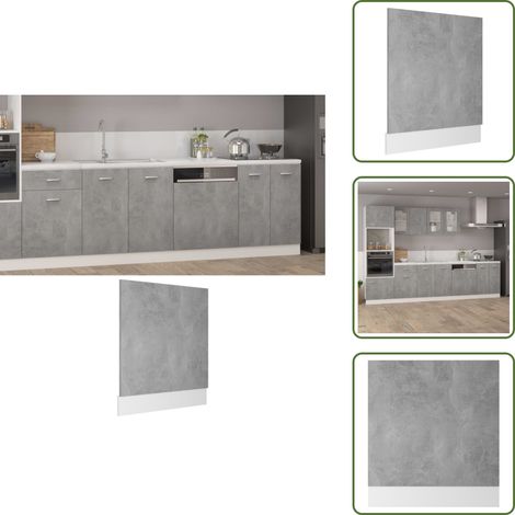 The Living Store Panneau de lave-vaisselle "Lyon" Gris béton 59,5 x 3 x 67 cm Bois d'ingénierie - Panneau de lave-vaisselle gris béton (1/5)