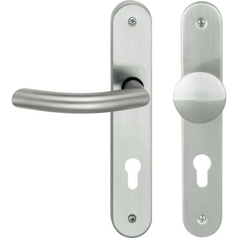 Südmetall Türgriff-Garnitur Langschild Jillian PZ Edelstahl satiniert Drücker links silber 235 x 40 mm
