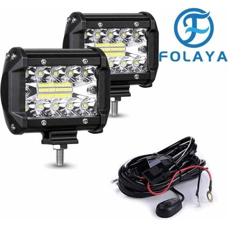 FOLAYA LED Phare 12v, 60W Phare de Travail,Longue Portee LED,Phare LED Moto,Phare de Travail Voiture,Bar LED Voiture Feux (1/3)