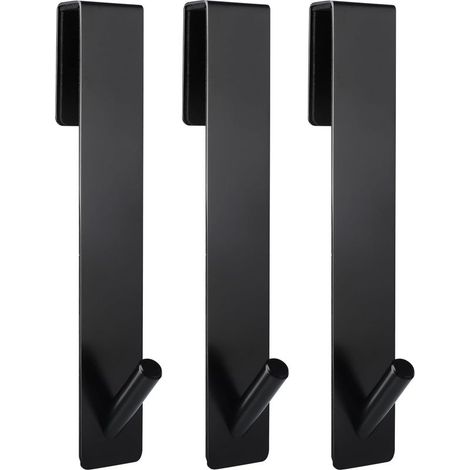 Verlängerte Türhaken (18 cm) für rahmenlose Glasduschtüren, Handtuchhaken, 3er-Set, schwarz (1/4)