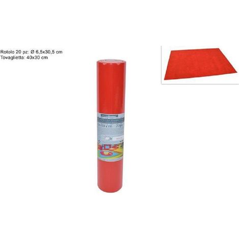 TrAdE Shop Traesio - Set 20 Pezzi Tovagliette Tovaglie A Strappo Runner Tnt Rullo 30 X 40 Cm Rosso -