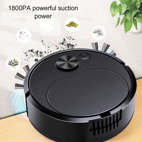 Nouvel aspirateur domestique rechargeable noir, mini machine de nettoyage, élimination automatique de la poussière, robot de balayage intelligent 3 en 1. (1/5)