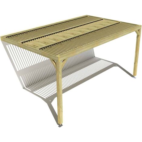 Pergola bois • 5m x 3m • adossée • sens largeur • lames orientables bioclimatiques incluses • livraison comprise (1/3)