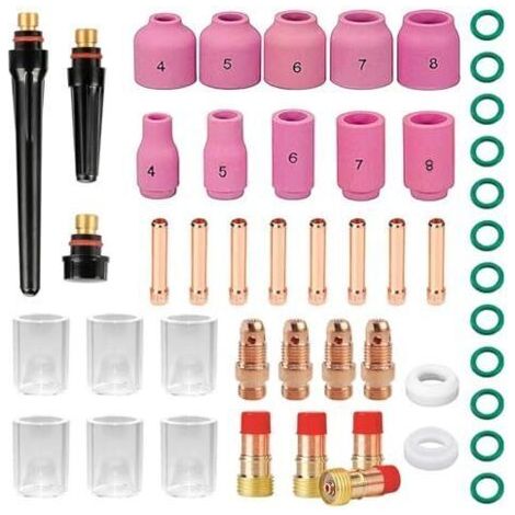 BUNTHAUS Kit d'accessoires de soudage 49 pièces pour poste à souder TIG WP26/17/18/26, comprenant : accessoires pour poste à souder, flexibles et torche TIG.