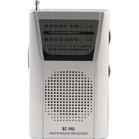 Radio FM/AM Portable Mini Universel avec Haut-parleur Intégré - Argent (1/5)