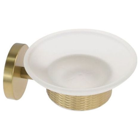 Porte-savon En Acier Doré Avec Soucoupe Verre Dépoli Accessoire De Salle De Bain 87927 (1/5)