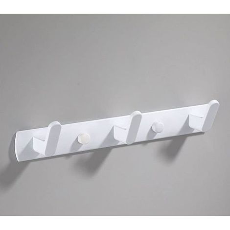 Patère murale blanche à 3 crochets - Pose adhésive ou avec vis - Entrée, chambre, salle de bain et cuisine (1/5)