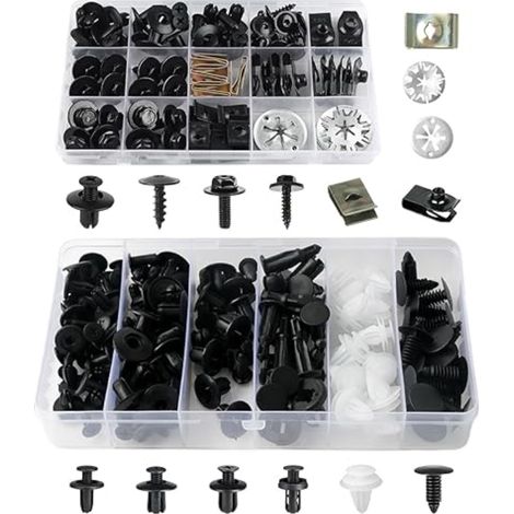 Kit de Fixation Voiture Vis Clips Voiture Kit Clips Voiture Universel Vis Carrosserie Voiture avec Verrouillage Rondelle Clips et Taille Clips de Retenue (1/5)