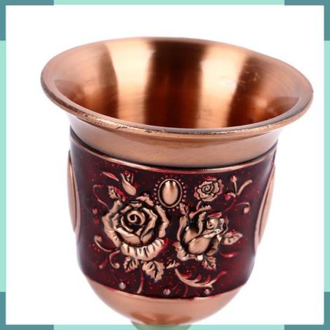 Verre à vin en métal gaufré Verre à vin en métal Vintage en relief, gobelets décoratifs rétro en métal Or rose (fond rouge) (1/5)