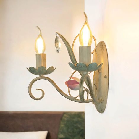 Wandlampe Weiß 2-flmg floral