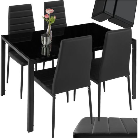 Ensemble table et chaises de salle à manger 5 pièces en acier noir