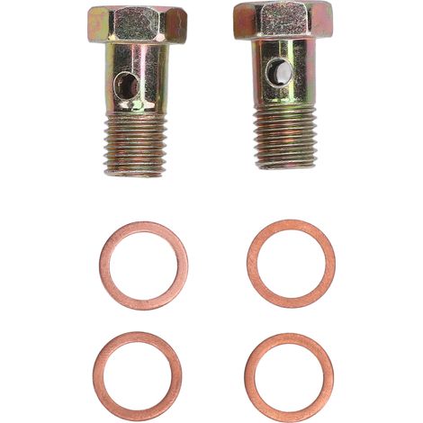 Ortviai Boulon Banjo Métallique M10x1.25 mm Zingué Coloré avec Rondelles pour Tuyaux de Frein