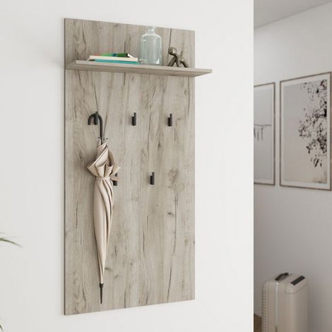 Perchero Rovella, set Incluye Fijación a Pared, 5 Ganchos, Montaje en Pared, 137h cm Roble Marrón (1/5)