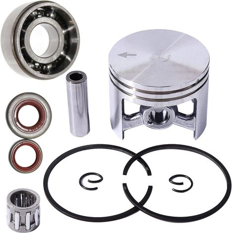 Kit de segments de piston 48 mm, roulements à rouleaux, joints d'huile, roulement à aiguilles de piston pour tronçonneuses Stihl MS360, MS340, 036, 034, métal, lubrifiant graisse, numéro de pièce 1125 (1/5)