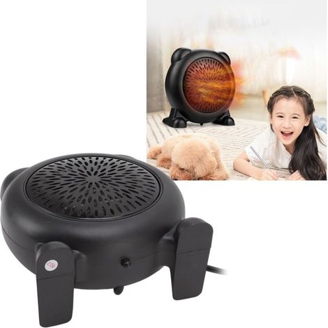 Riscaldatore elettrico portatile, mini riscaldatore d'aria da tavolo, ventilatore termico per uso interno, nero (1/5)
