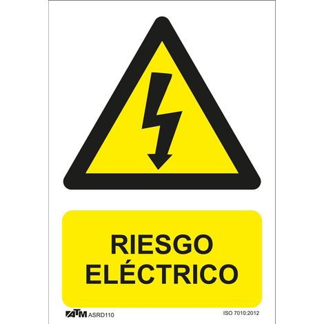 Panneau de danger pour distributeur automatique de billets, en PVC, mesurant 30 x 20 cm, indiquant un risque électrique.