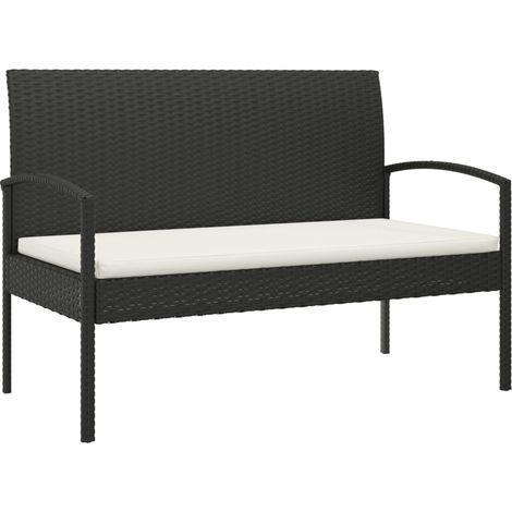 Maison Exclusive - Gartenbank mit Kissen Schwarz 105 cm Poly Ratt