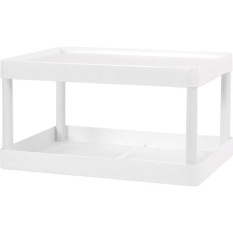 Etagère Comptoir 2 Niveaux - Support Cosmétiques Cuisine Salle De Bain Bureau - Polypropylène Blanc - 27,5 x 18 x 14,5 cm - 1 Pièce (1/5)
