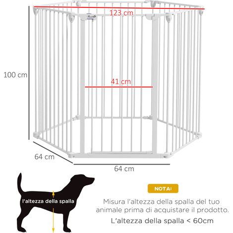 Faltbares Hundegitter für mittelgroße und große Hunde mit doppelter Sicherheitsverriegelung, modulares Sicherheitsgitter aus Metall und Kunststoff, 123 x 102 x 100 cm, Weiß