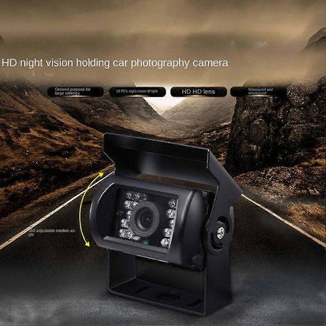Cámara de visión trasera impermeable de 18 LED para coche, con visión nocturna infrarroja, para autobuses, camiones, autocaravanas y furgonetas de 12 V y 24 V (B) (1/5)