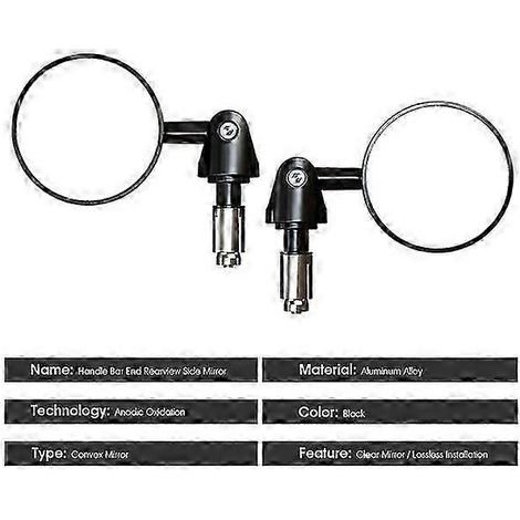 Rétroviseurs universels Qx (lot de 2) pour moto, ronds, pliables, en bout de guidon, pour style café racer. (1/5)