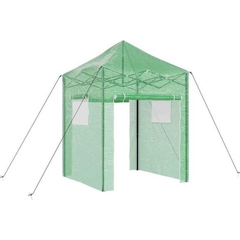 Serre avec structure et toit pliables, verte, 200 x 200 x 300 cm, en fer forgé. (1/5)