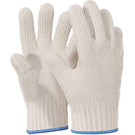 Gants de cuisine résistants à la chaleur avec doigts, maniques en coton, double support pour four, blancs, 1 paire, édition d (1/5)