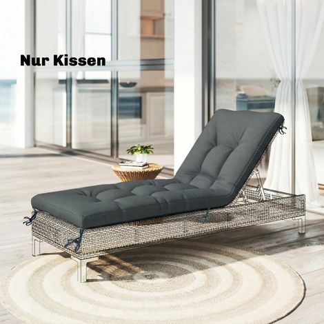 Coussin de palette amovible avec sangles, compatible chaises longues, 198 x 65 x 13 cm, gris foncé, confortable et résistant (1/4)