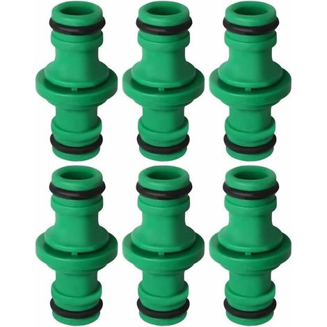 6 Pièces Double Connecteur de Tuyaux, Double Mâle Tuyau Connecteur Plastique Raccords de Tuyau pour Rejoignez le Tube de Tuyaux de Jardin (Vert) (1/4)