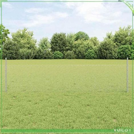 Clôture kit acier argent 50 cm x 10 m avec 5 poteaux et vis - résistante UV et anti-rouille (1/5)
