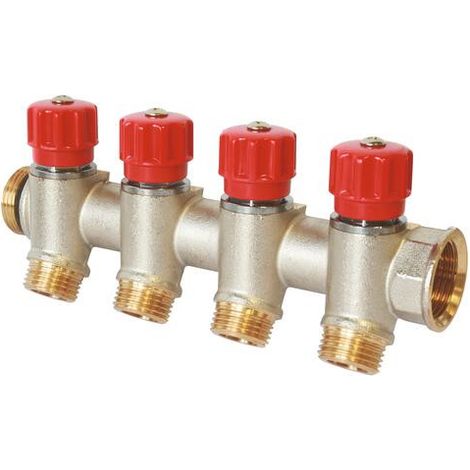 Collecteur de distribution laiton EASYLOCK avec vannes intégrées 4 Sorties 1" 4015-04-26R (1/2)
