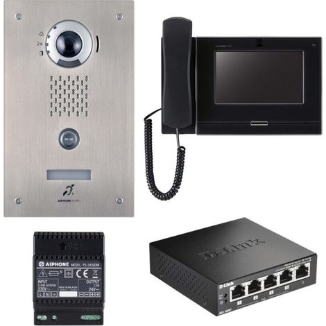 Pack IP access, enc. moniteur boucle magnétique, programmé, switch PoE inclus - AIPHONE PIXEL
