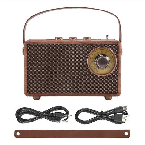 Retro Radio FM en Bois Bluetooth Basse Enceinte Handsfree Lecteur MP3 (1/5)