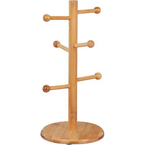 Portatazze in bambù 6 rami portaoggetti decorativo ergonomico cucina finitura naturale 130004675