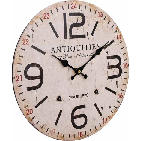 Reloj de pared de madera blanco d34x2 (1/5)